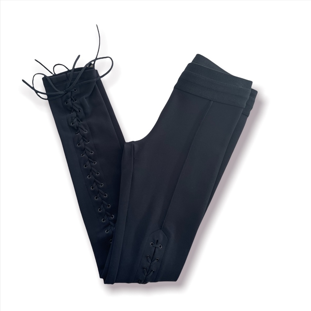 BCBGMAXAZRIA Lace tie up black leggings